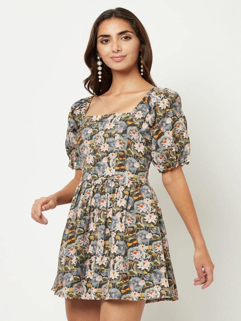 Black Lotus Linen Dress view 2