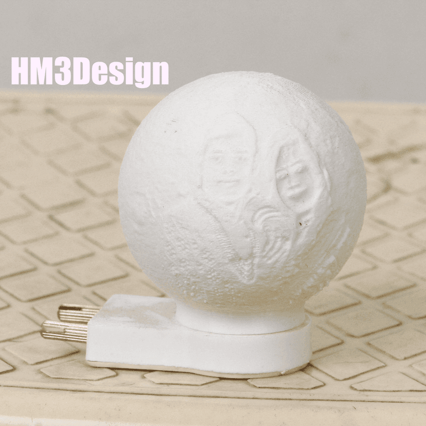 HM3Design Customized 3D Moon Night Lamp with Photo and Text/Gift for Anniversary, Birthday, Wedding (6.2cm)