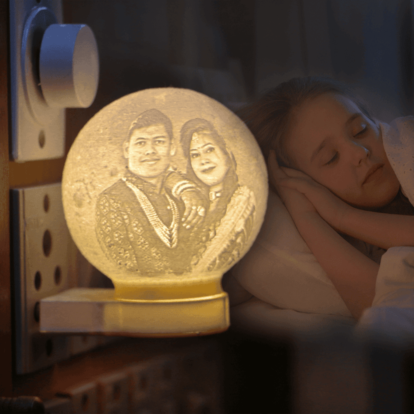 HM3Design Customized 3D Moon Night Lamp with Photo and Text/Gift for Anniversary, Birthday, Wedding (6.2cm) view 2