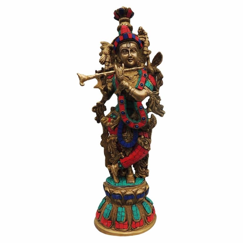 Brass Showpiece Krishna Statue (BSMAS519) view 2