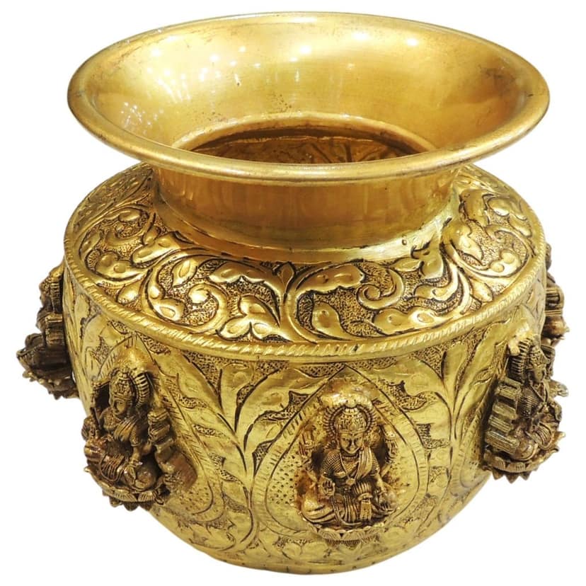 Brass Ashta Lakshmi Water Pot | Temple Puja Item, Height : 5 Inch (BSMAS1915 B) view 2