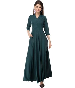 Rudrakriti Women Crepe Solid A-line Dress ( Purple )