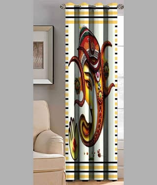 BELLA TRUE Abstract Printed Semi-Transparent Eyelet Curtain 7 ft ( Pack of 1 ) - Multicolor