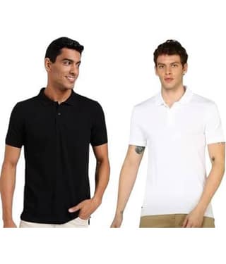 NEOCARDIN Pack of 2 Cotton Blend Regular Fit Solid Half Sleeves Men's Polo T Shirt ( Multicolor )
