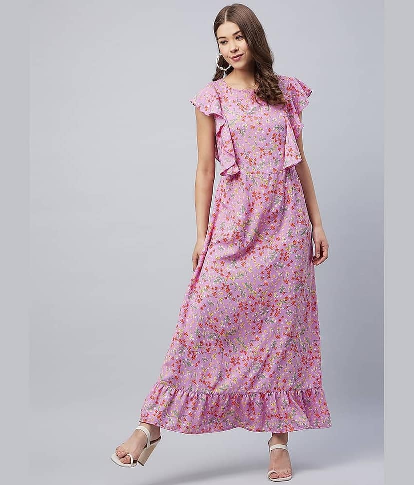 StyleStone Women Polyester Printed Fit & Flare Dress ( Green )