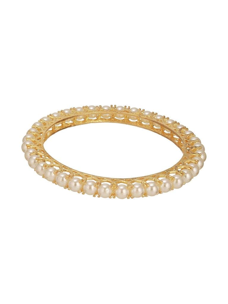 Set Of 4 Gold Polish Pearl Beaded Partywear Bangles view 5