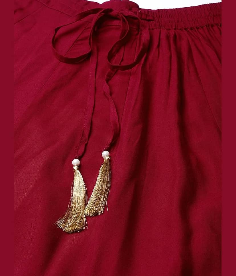 FABRR Maroon Rayon Women's Flared Skirt ( Pack of 1 ) view 2