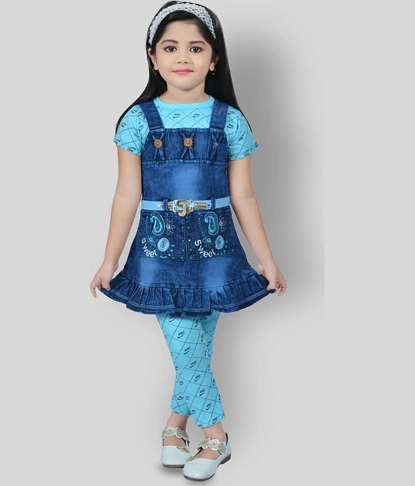 NewCollections Denim Dungarees For Girls ( Pack of 1 , Light Pink )
