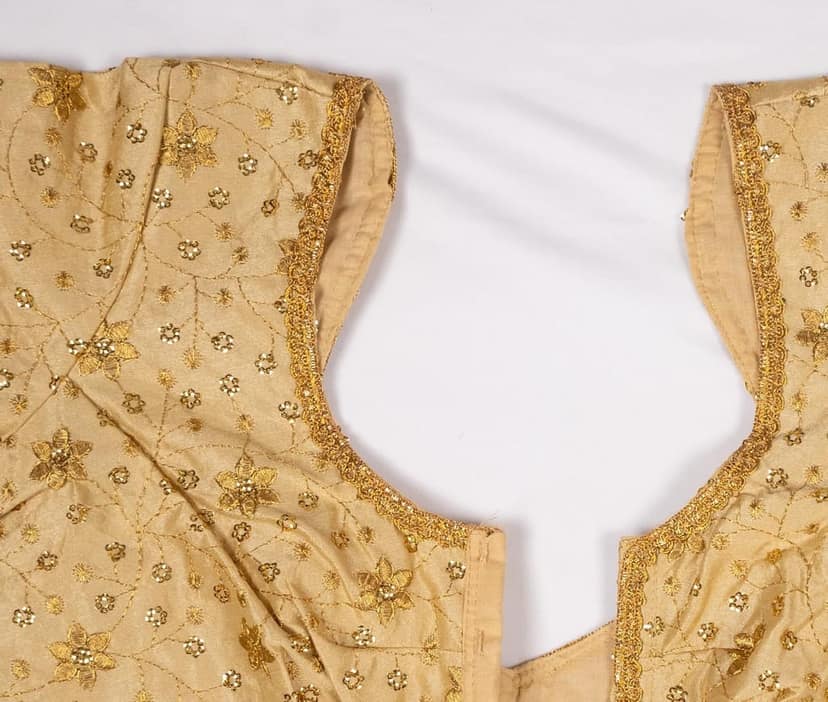 Blouse with golden embroidery view 2