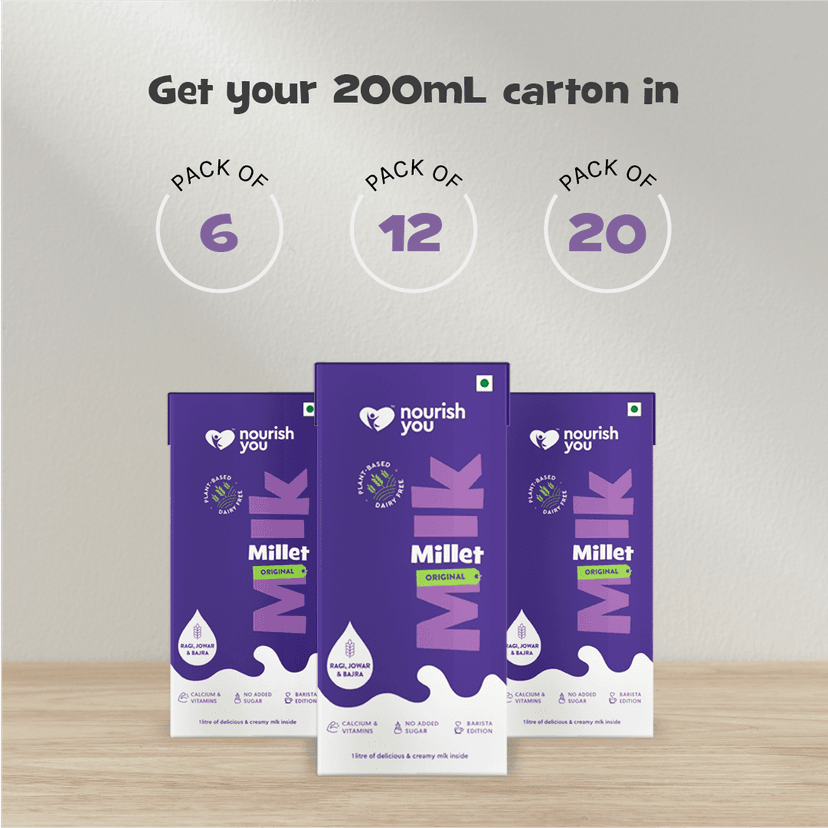 Nourish You Vegan Plant- Based Millet Beverage Original, 200 ml Tetra Pack - Pack of 20 view 2