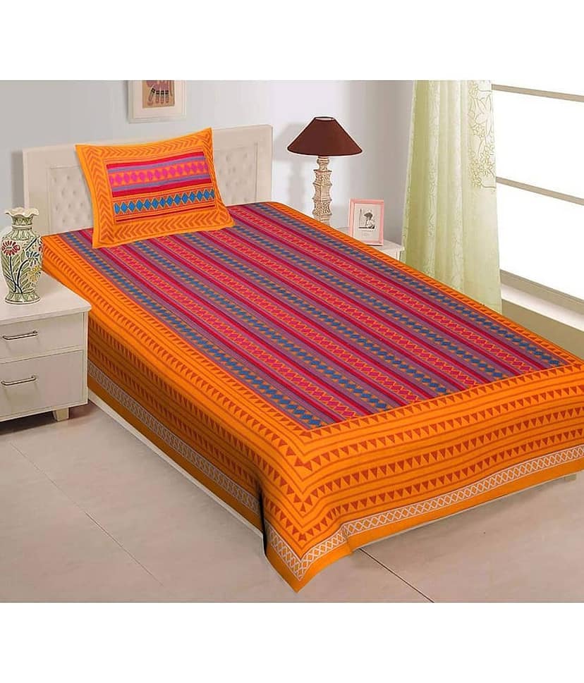 Uniqchoice Cotton Single Bedsheet ( Yellow )