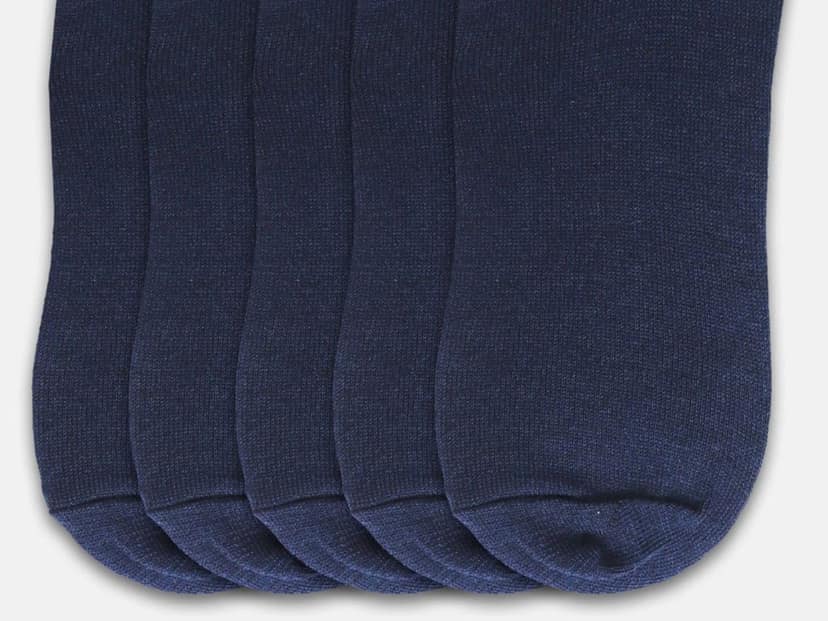 Kolor Fusion Men & Women Solid Navy Low Cut Ankle Length Cotton Sneaker Socks (Pack Of 5) view 3