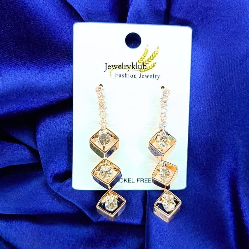 Jewelryklub American Diamond Hanging Long Earrings For Girls Women view 5