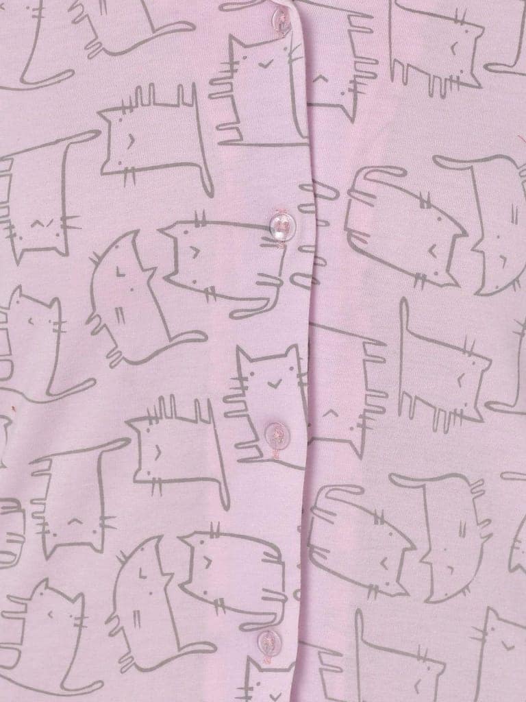 Klamotten Women's Baby Pink Allover Printed Top Pyjama Set N55Rb view 5