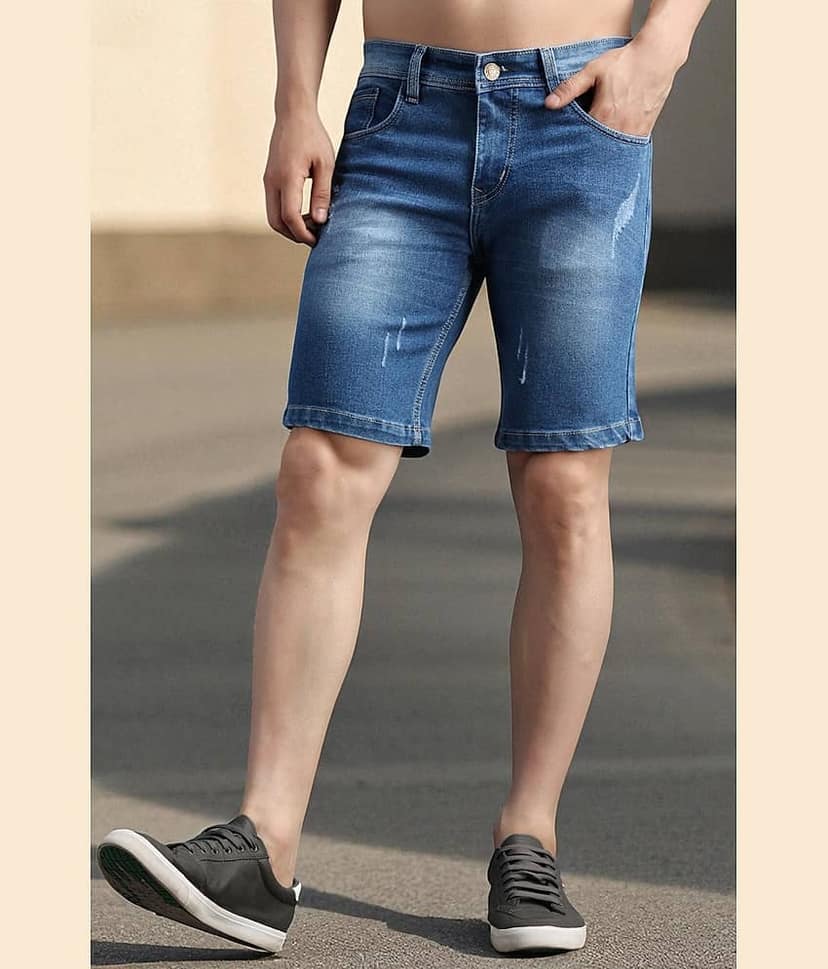 ZAYSH Blue Cotton Blend Men's Denim Shorts ( Pack of 1 )