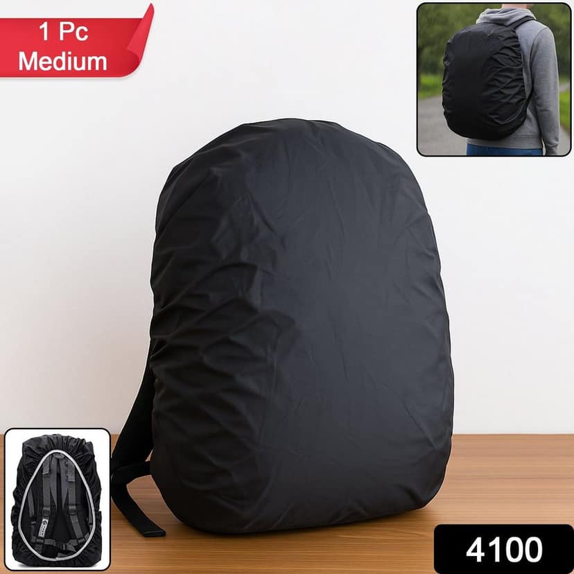 Heavy Waterproof Nylon Rain Cover/Dust Cover - Elastic Adjustable for Laptop Bags and Backpacks, School Bag Waterproof Cover, Dust Proof, Backpack, Laptop Bag Cover (1Pc) view 2