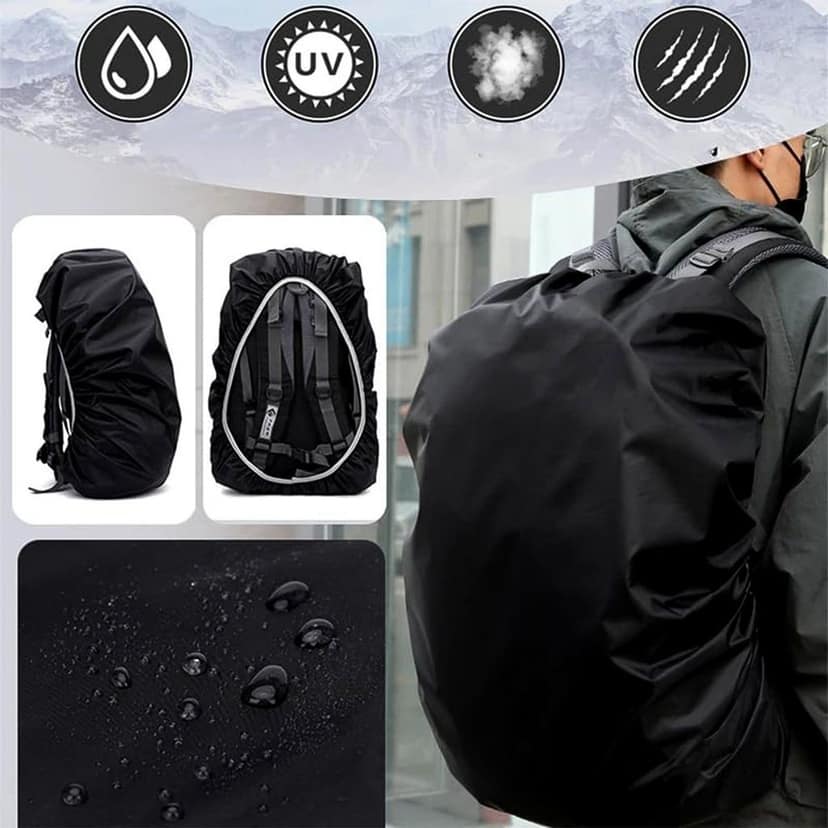 Heavy Waterproof Nylon Rain Cover/Dust Cover - Elastic Adjustable for Laptop Bags and Backpacks, School Bag Waterproof Cover, Dust Proof, Backpack, Laptop Bag Cover (1Pc) view 4