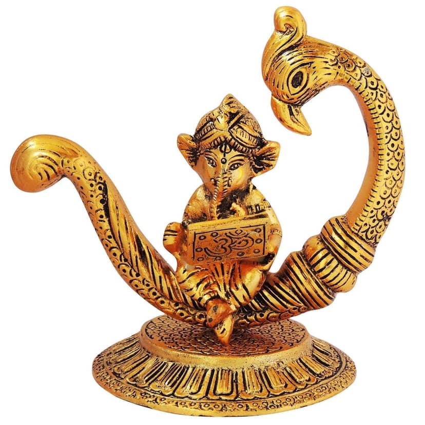Aluminium Showpiece Ganesh With Laptop (ASMAS281 G) view 2