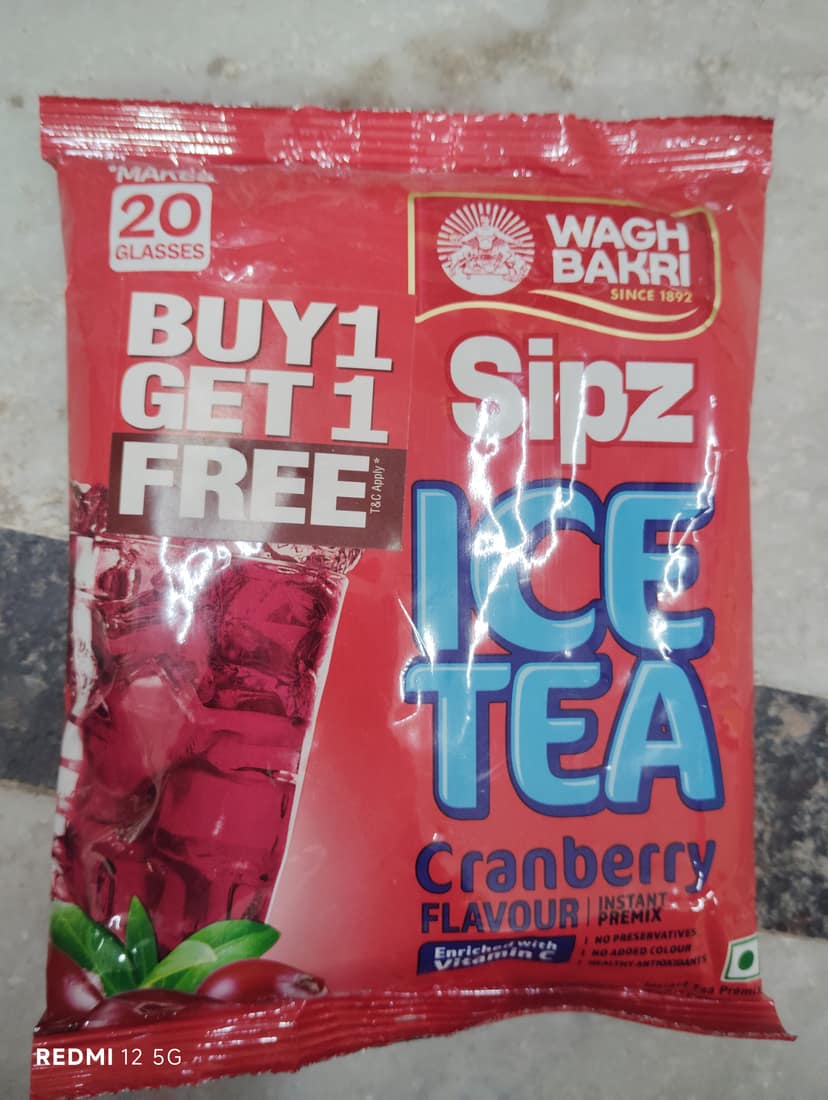 Buy 1 get 1 Wagh Bakri Ice Tea Cranberry