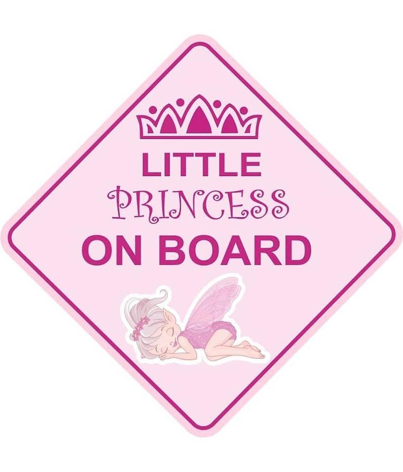 Asmi Collection Self Adhesive Vinyl Little Princess on Board Car Sticker ( 20 x 20 cms )