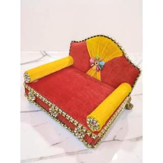 Velvet Plywood Singhasan Couch for Deities (Small, Medium, Large) view 2