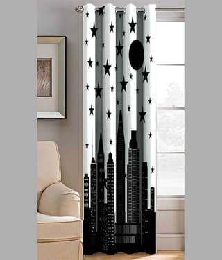 BELLA TRUE Abstract Printed Semi-Transparent Eyelet Curtain 7 ft ( Pack of 1 ) - Multicolor