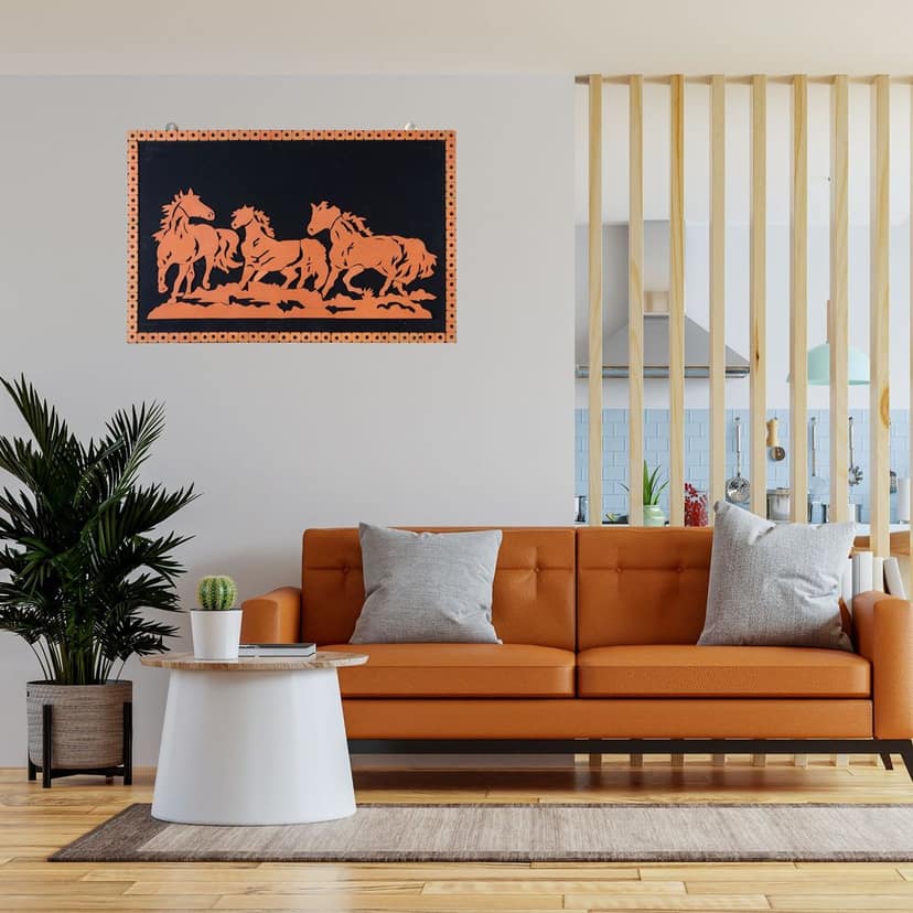 SOWPEACE Handcrafted Terracotta wallart running horse “Running ahead of time ” wall showpiece, premium artisan made wall home decor for living r view 2