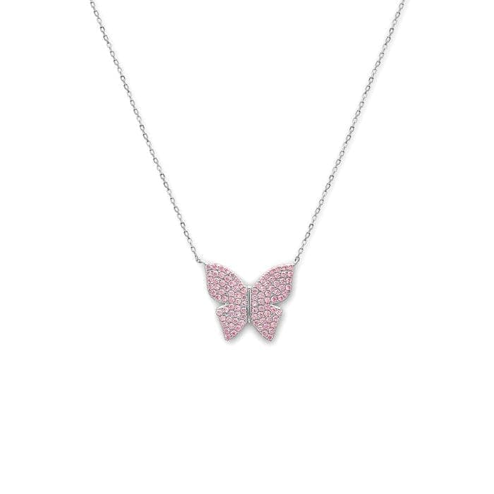 Silver Pink Flutter Necklace view 4