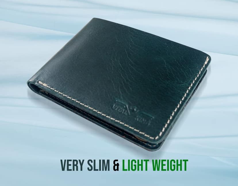 Vital King Men Trendy Green Genuine Leather RFID Wallet (8 Card Slots) view 7