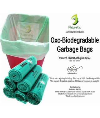 Naturepac Garbage Bags Biodegradable Premium Green Large Size 60 Cm X 81 Cm / 24x32 Inches, (90 Bags)