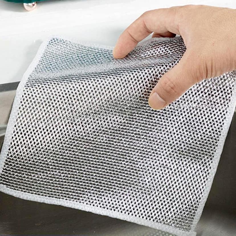 DHRUVINSRI Double-Sided Multipurpose Microfiber Cloths, Stainless Steel Scrubber, Non-Scratch Wire Cloth, (5 Pc / 20 x 20 Cm each pc) view 4