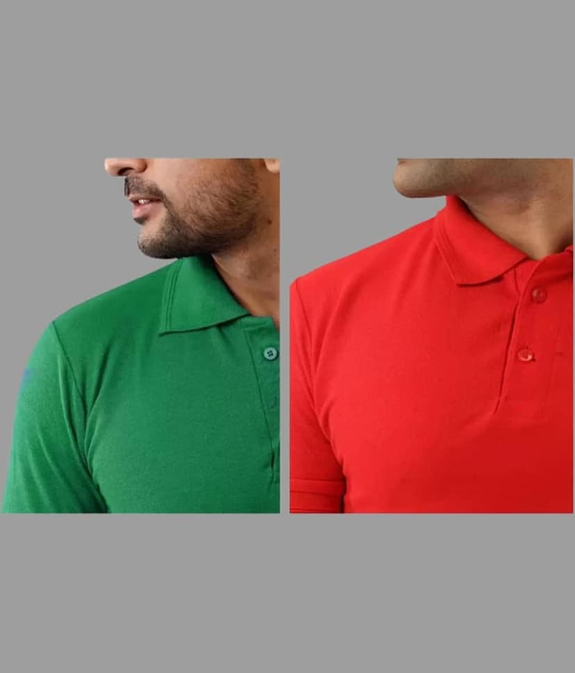 SKYRISE Pack of 2 Cotton Blend Slim Fit Solid Half Sleeves Men's Polo T Shirt ( Multicolor ) view 2