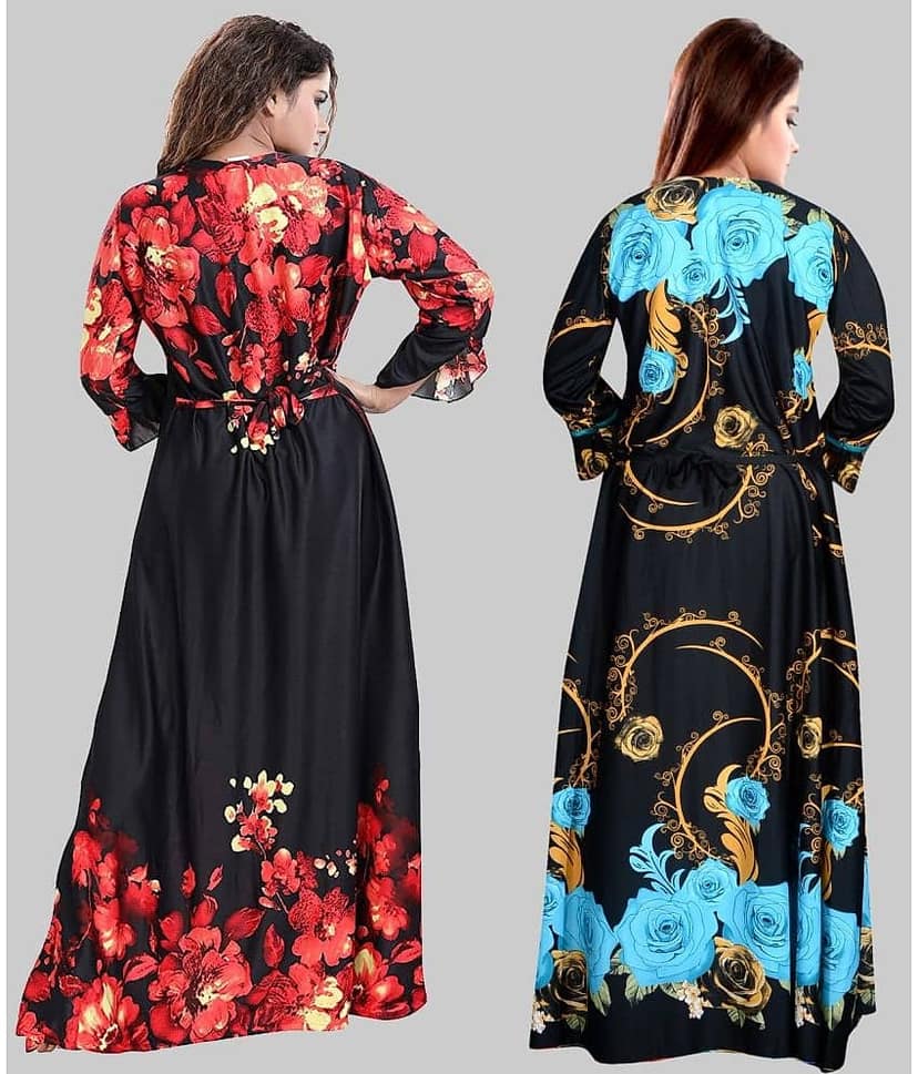 PURSA - Red Satin Women's Nightwear Nighty & Night Gowns ( Pack of 2 ) view 2