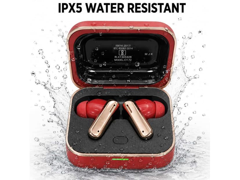 OlivLife ZEN True Wireless Earbuds, Bluetooth 6.0 in-Ear Headphones with ENC Mic, 14H Playtime, Deep Bass, Premium Sound, Type-C Fast Charging Case - Red view 3
