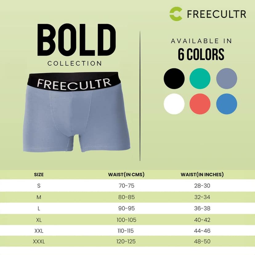 Freecultr Men's Underwear Organic Cotton (Ultrasoft Waistband) Premium Snug-Fit Trunk Pack of 1-Shadow Blue view 7