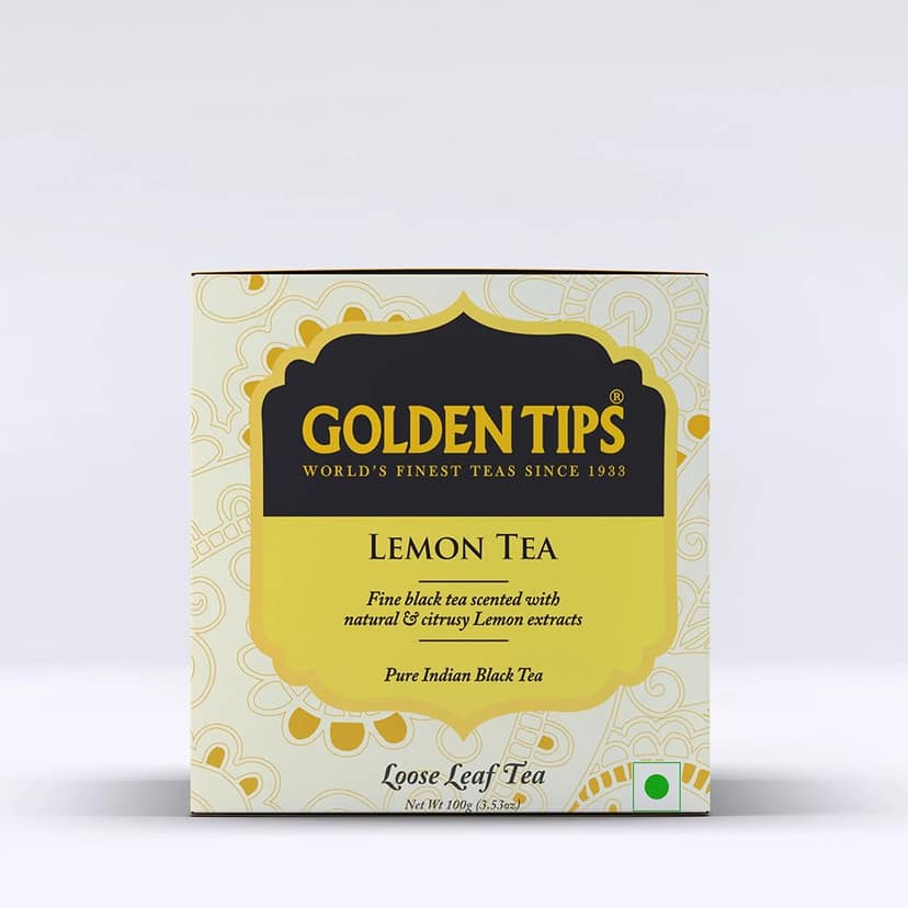 Golden Tips Healthy/Natural and Organic Loose Leaves Lemon Flavour Black Tea Tin Can (100 Gram, 50 Cups)