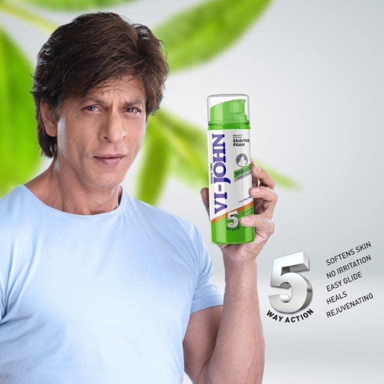 VI-JOHN Classic Menthol Shave Foam For Sensitive Skin With Tea Tree Oil & Vitamin E 200 GMs (400 GMs) view 2