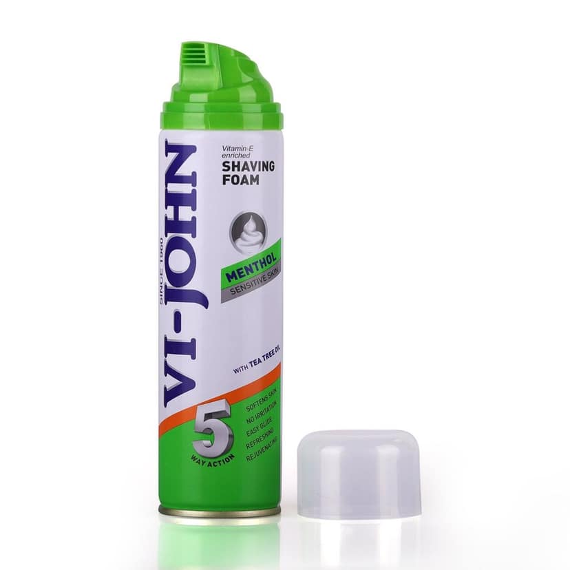 VI-JOHN Classic Menthol Shave Foam For Sensitive Skin With Tea Tree Oil & Vitamin E 200 GMs (400 GMs) view 5