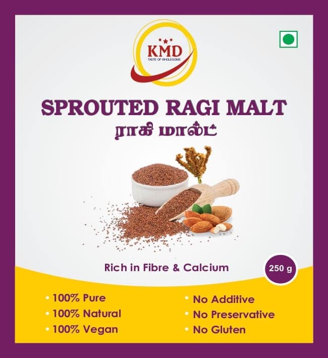 KMD Sprouted Ragi Malt - 250g | Rich in Fibre & Calcium view 3