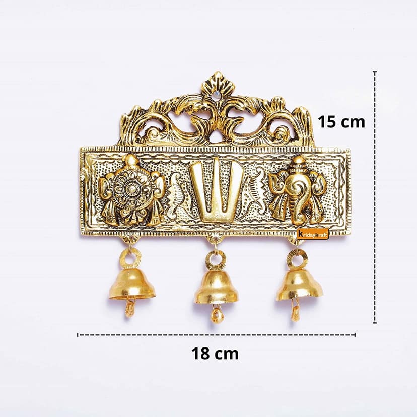 DreamKraft Tirupati Door Hanging Shankh Chakra Namah Latkan Gold Plating Antique Decorative view 2