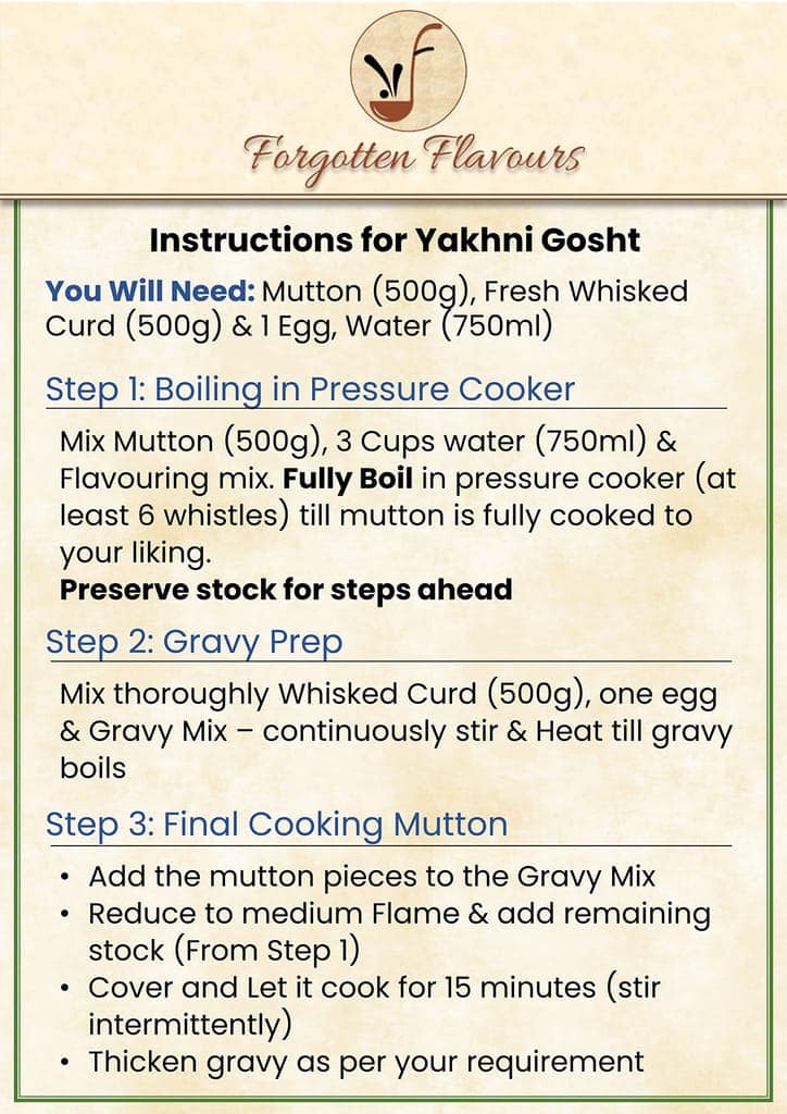 Forgotten Flavours Kashmiri Yakhni Gosht Gravy Mix |Mutton cooking Paste | Curry Paste | Curry Mix | Meat Masala |Ready to Cook Gravy|Chicken Masala | Kashmiri Masala | Easy to cook | (Saunf or Fennel Based) view 5