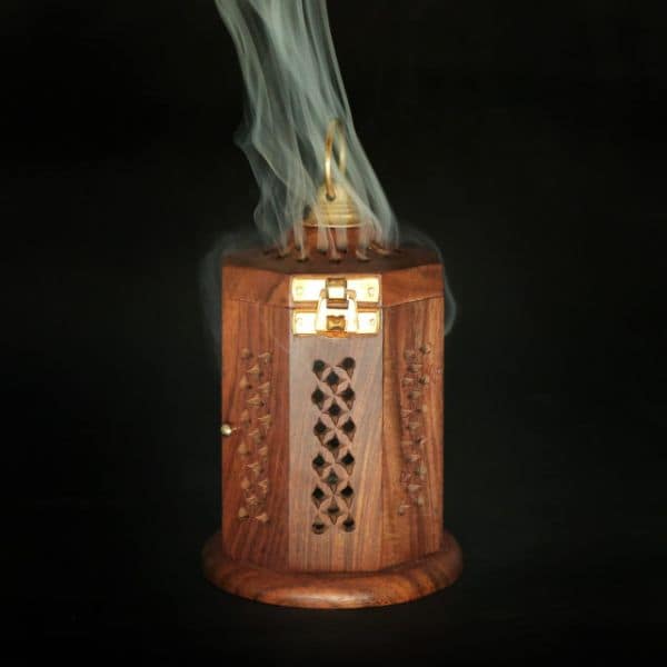 Sogra Loban Dani Handmade Teakwood Wooden Dhoop Hexagonal Box view 2