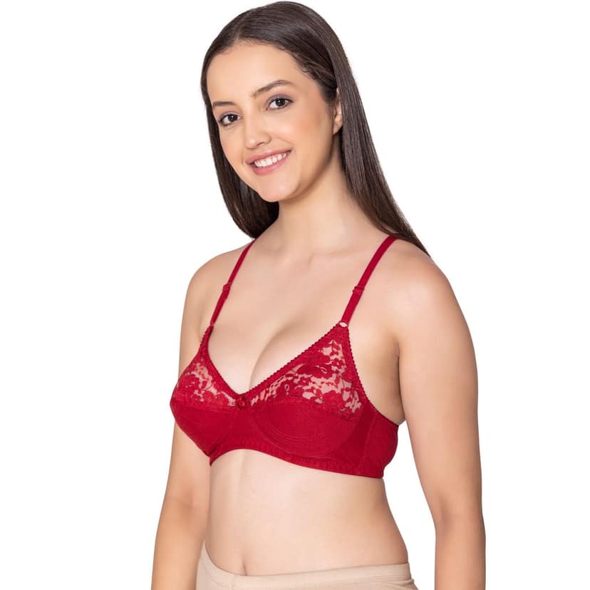 Bodycare polycotton wirefree adjustable straps designer net cup non padded bra-1535B view 2