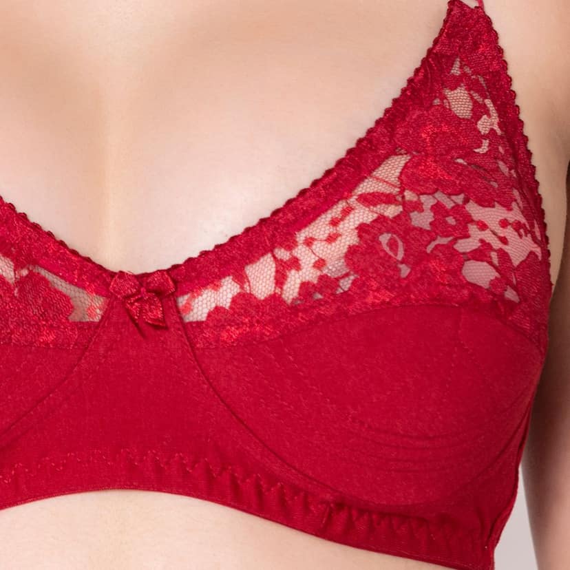 Bodycare polycotton wirefree adjustable straps designer net cup non padded bra-1535B view 4