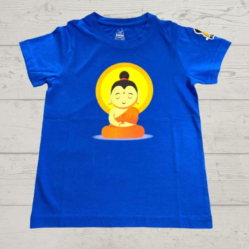 KUCHU Unisex T-Shirt | Buddha Print | 6–7 Years | Cotton Modal Fabric | Soft Feel | Breathable | Digitally Printed | Vibrant Colour Blue view 6