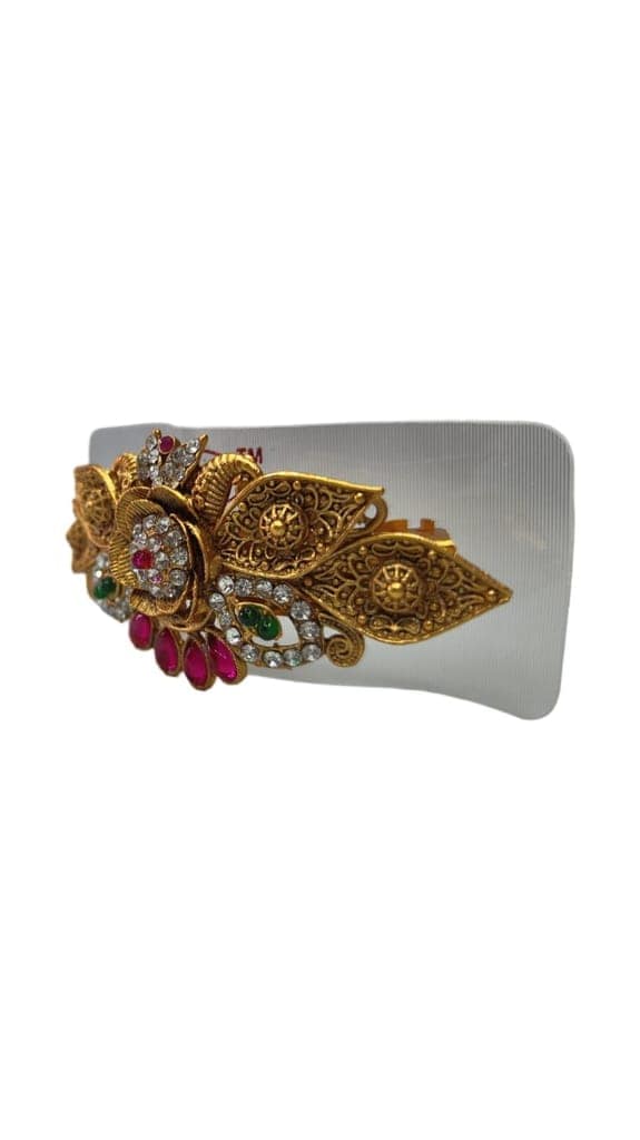 Gold Plated Traditional Indian Hair Clip with Stones for Women