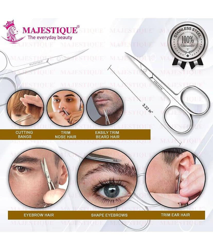 Majestique 2Pcs Cuticle Scissors - Use as Fingernails, Shaving & Eyebrow Scissors, Moustache Beard view 2