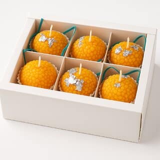 Tohafa Laddoo Shaped Scented Candles Pack of 6 Premium Decorative Fragrant Candles for Home, Pooja Diwali