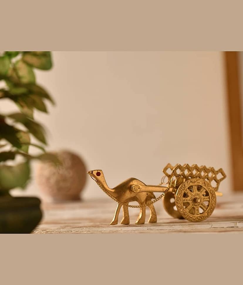 Fashion Bizz Camel Cart Handicraft Decorative Showpiece - 7 cm