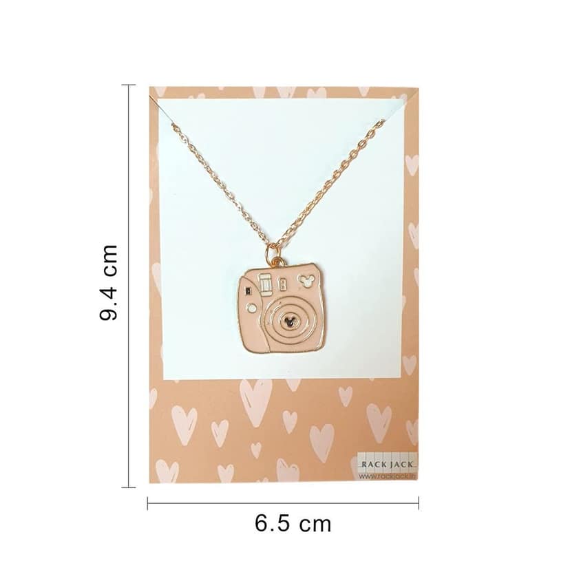 Rack Jack Y2K Charm Pendant Rose Gold Necklace - Polaroid Camera view 2
